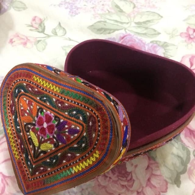 Balochi Embroidered Jewellery Box Heart shape